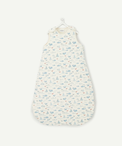 All accessories Nouvelle Arbo   C - BABY SLEEPING BAG IN RECYCLED PADDING WITH WHALE AND BOAT MOTIFS