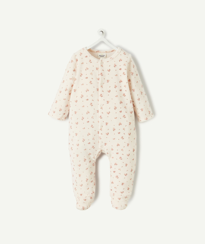 Baby girl Nouvelle Arbo   C - BABIES' PINK FLORAL PRINT ORGANIC COTTON VELVET SLEEPSUIT