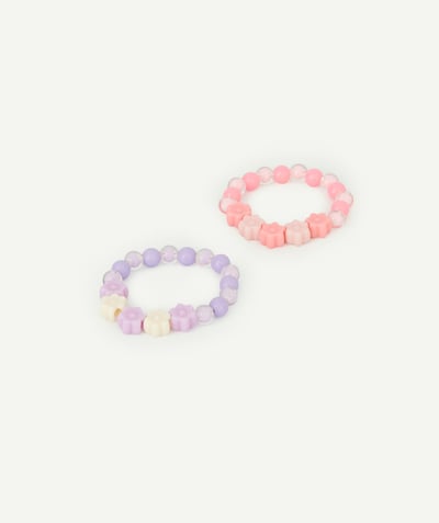 Accessories Nouvelle Arbo   C - GIRLS' SET OF TWO BEADED BRACELETS WITH PINK AND PURPLE FLOWERS