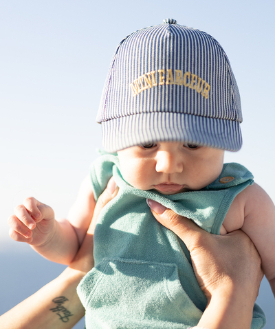 Hats - Caps Nouvelle Arbo   C - BABY BOYS' CAP IN STRIPED COTTON WITH A MESSAGE
