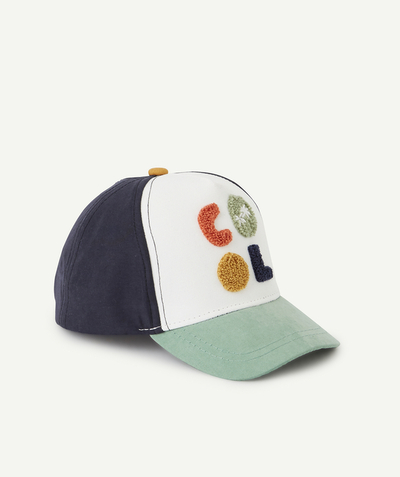 Hats - Caps Nouvelle Arbo   C - BABY BOYS' CAP IN TRICOLOURED COTTON WITH BOUCLE