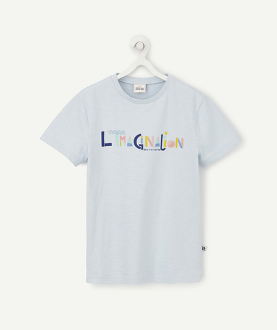 Outlet Tao Categories - PISCES - BLUE T-SHIRT WITH A COLOURFUL MESSAGE