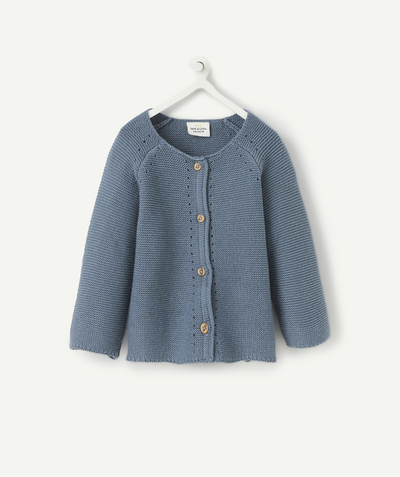 Outlet Nouvelle Arbo   C - BABY GIRLS' BLUE-GREY KNITTED CARDIGAN