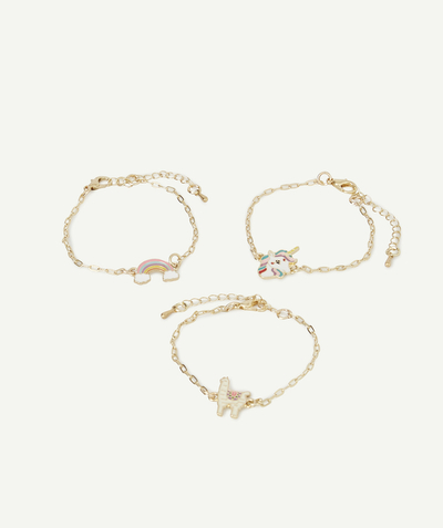 Accessories Nouvelle Arbo   C - SET OF THREE GOLD COLOR UNICORN AND RAINBOW BRACELETS FOR GIRLS