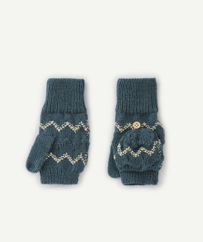 Knitwear accessories Nouvelle Arbo   C - GIRLS' BLUE AND SILVER COLOUR KNITTED MITTENS IN RECYCLED FIBRES