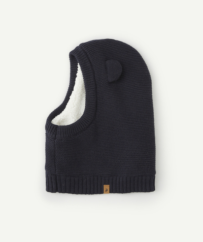 Knitwear accessories Nouvelle Arbo   C - BABY BOYS' NAVY CAGOULE IN RECYCLED FIBRES