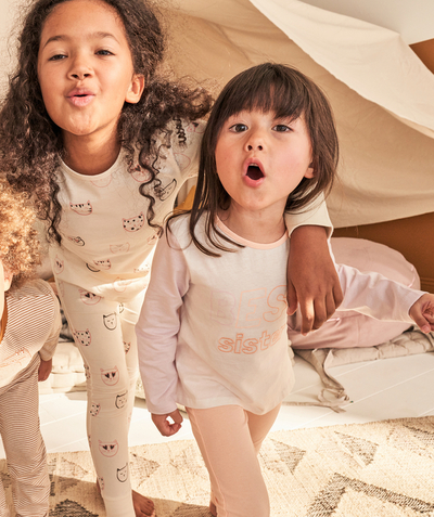 Sibling pajamas Nouvelle Arbo   C - GIRLS' PYJAMAS IN RECYCLED FIBERS WITH A BEST SISTER MESSAGE