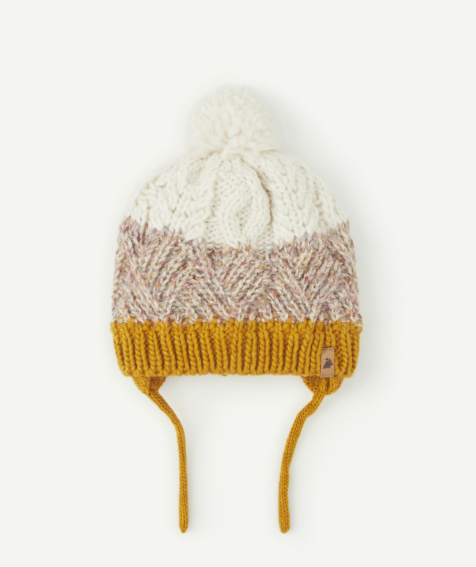 Knitwear accessories Tao Categories - BABY GIRLS' SPARKLING MULTICOLOURED KNITTED HAT IN RECYCLED FIBRES