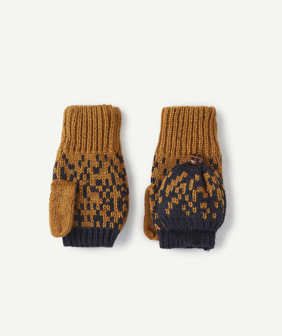 Knitwear accessories Nouvelle Arbo   C - BOYS' BROWN AND NAVY KNITTED MITTENS IN RECYCLED FIBRES