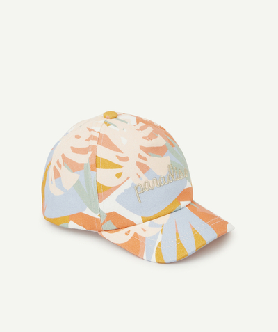Accessories Tao Categories - BABY GIRLS' CAP IN COTTON WITH A LEAF PRINT