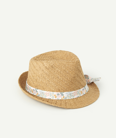 Hats - Caps Nouvelle Arbo   C - GIRLS' STRAW HAT WITH A HATBAND AND FLORAL BOW