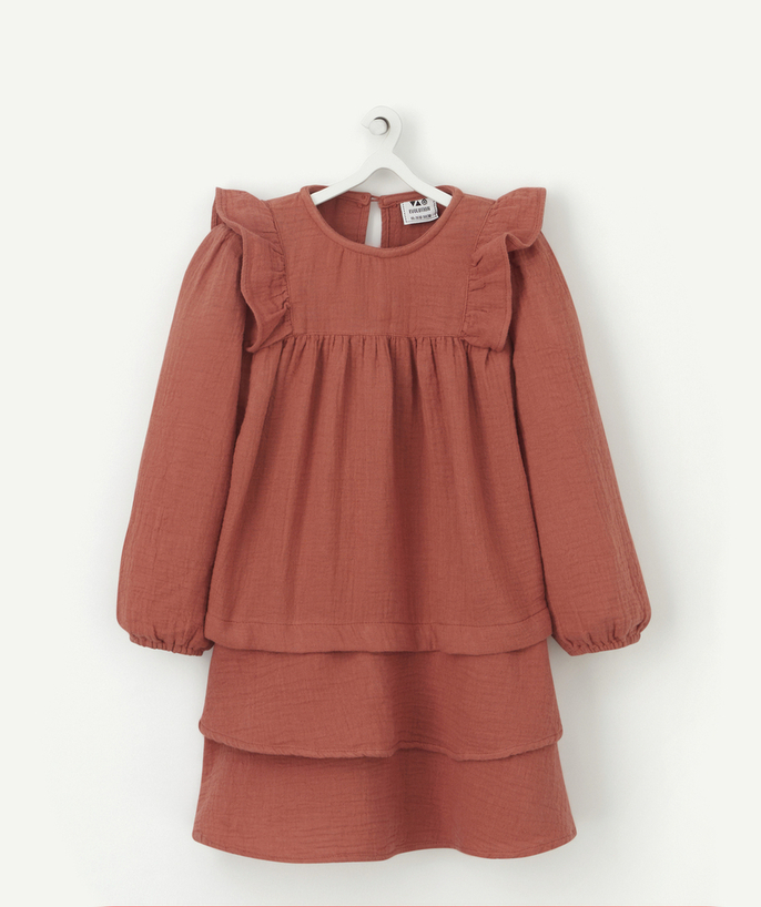 Outlet Tao Categories - EVOLVING RUST COLOURED 4-IN-1 COTTON GAUZE DRESS