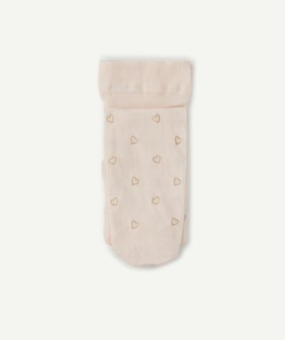 Socks - Tights Nouvelle Arbo   C - PAIR OF PINK VOILE TIGHTS WITH SPARKLING HEART MOTIFS
