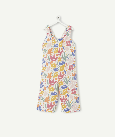 Evolutionary clothing Tao Categories - GIRLS' EVOLVING LONG JUMPSUIT IN MULTICOLOURED PRINTED COTTON GAUZE