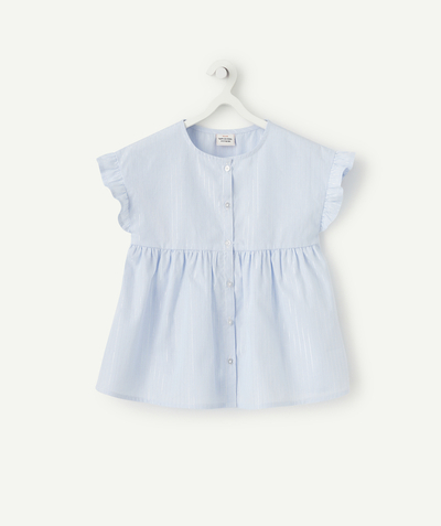 Clothing Nouvelle Arbo   C - GIRLS' BLUE STRIPED BLOUSE WITH RUFFLES