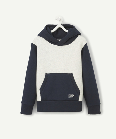 Boy Nouvelle Arbo   C - BOYS' NAVY BLUE AND GREY HOODED SWEATSHIRT
