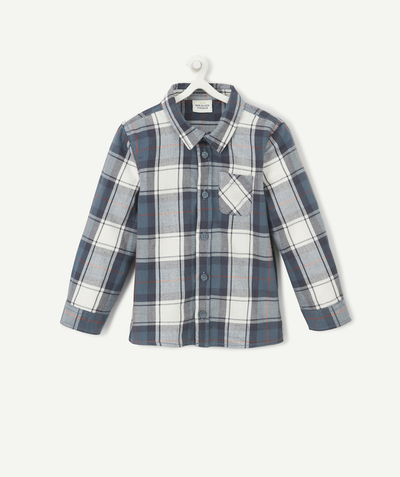 Baby boy Nouvelle Arbo   C - BABY BOYS' BLUE AND GREY CHECKED COTTON SHIRT