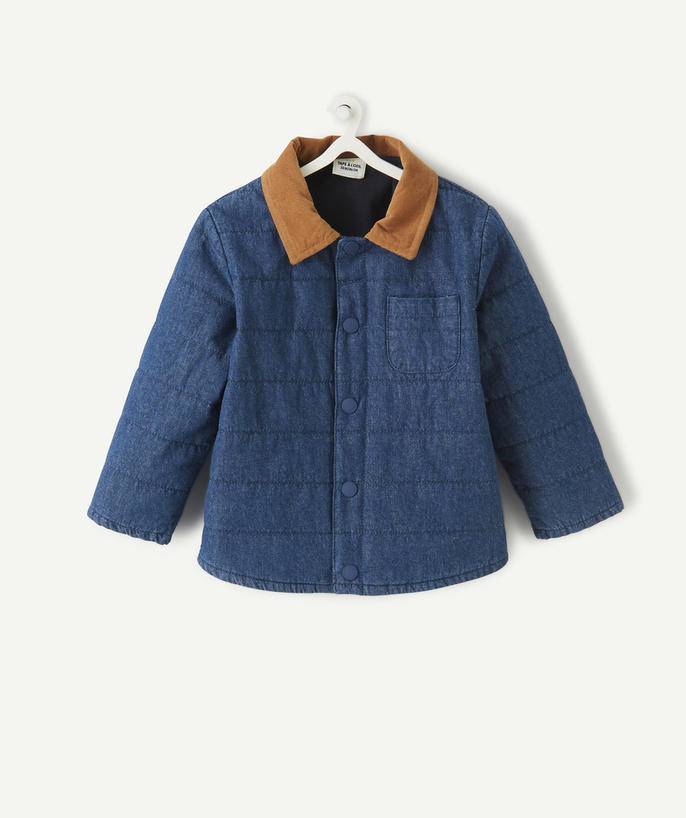 Shirt and polo Tao Categories - BABY BOYS' BLUE SHIRT-STYLE OVERSHIRT WITH A CAMEL COLLAR