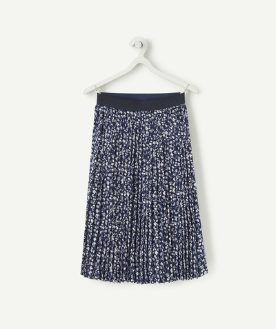 Private sales Tao Categories - GIRLS' MIDI-LENGTH PLEATED SKIRT IN NAVY RECYCLED FIBRES WITH A  FLORAL PRINT