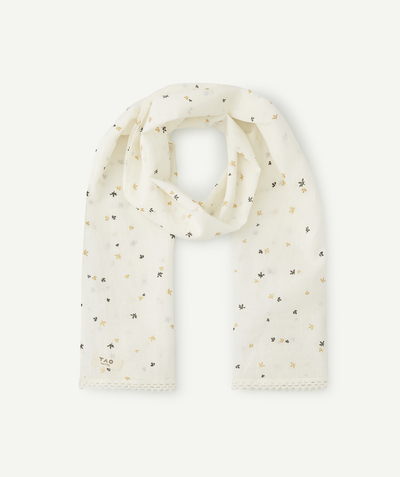Scarves Nouvelle Arbo   C - BABY GIRLS' WHITE COTTON SCARF WITH A SMALL PRINTED PATTERN