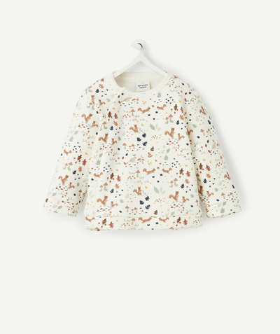 Outlet Nouvelle Arbo   C - BABIES POPPER-FASTENED SWEATSHIRT IN RECYCLED FIBRES WITH A FOREST PRINT
