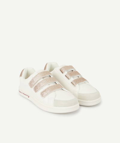 Shoes, booties Tao Categories - GIRLS' WHITE AND SPARKLING LOW-TOP TRAINERS IN RECYCLED FIBRES