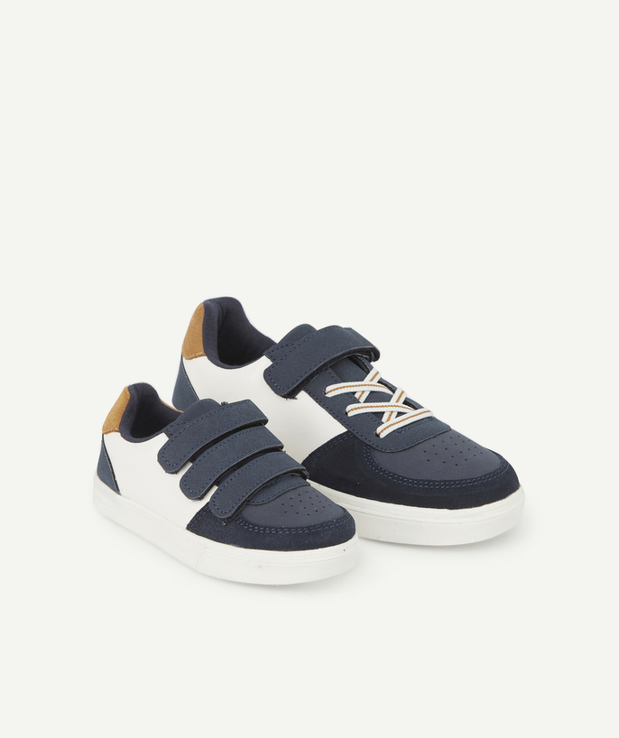 Trainers Nouvelle Arbo   C - BOYS' NAVY BLUE AND WHITE LOW-TOP TRAINERS IN RECYCLED FIBRES
