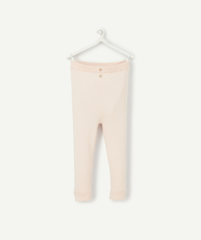 Trousers Nouvelle Arbo   C - BABY GIRLS' PINK RIBBED LEGGINGS