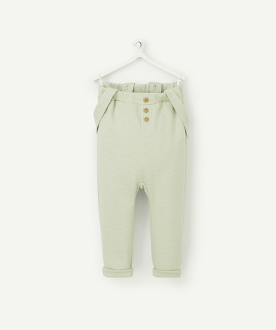 New collection Nouvelle Arbo   C - BABY BOYS' GREEN JOGGING PANTS WITH REMOVABLE STRAPS
