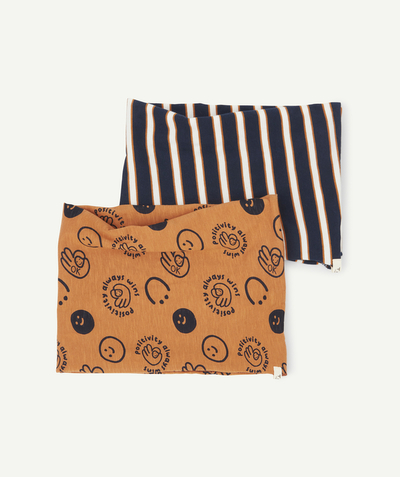 Scarves Nouvelle Arbo   C - SET OF TWO BOYS' SNOODS WITH STRIPES AND SMILEYS