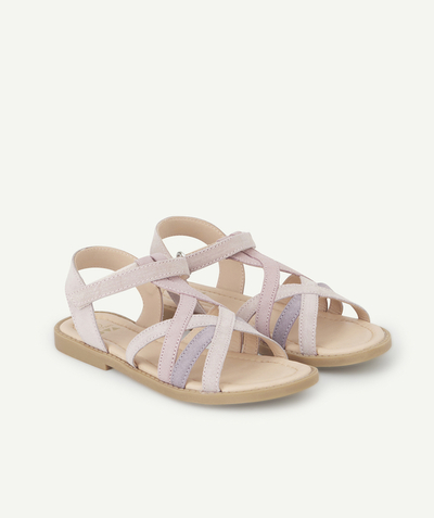 Sandals - Ballerina Nouvelle Arbo   C - GIRLS' PINK SANDALS WITH PINK AND PURPLE PLAITED STRAPS