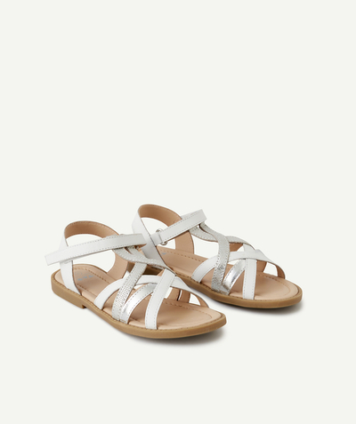 Sandals - Ballerina Nouvelle Arbo   C - GIRLS' WHITE SANDALS WITH PLAITED SILVER COLOR STRAPS