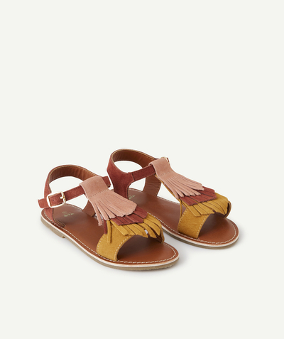 Shoes, booties Nouvelle Arbo   C - GIRLS' LEATHER SANDALS WITH COLOURED FRINGES