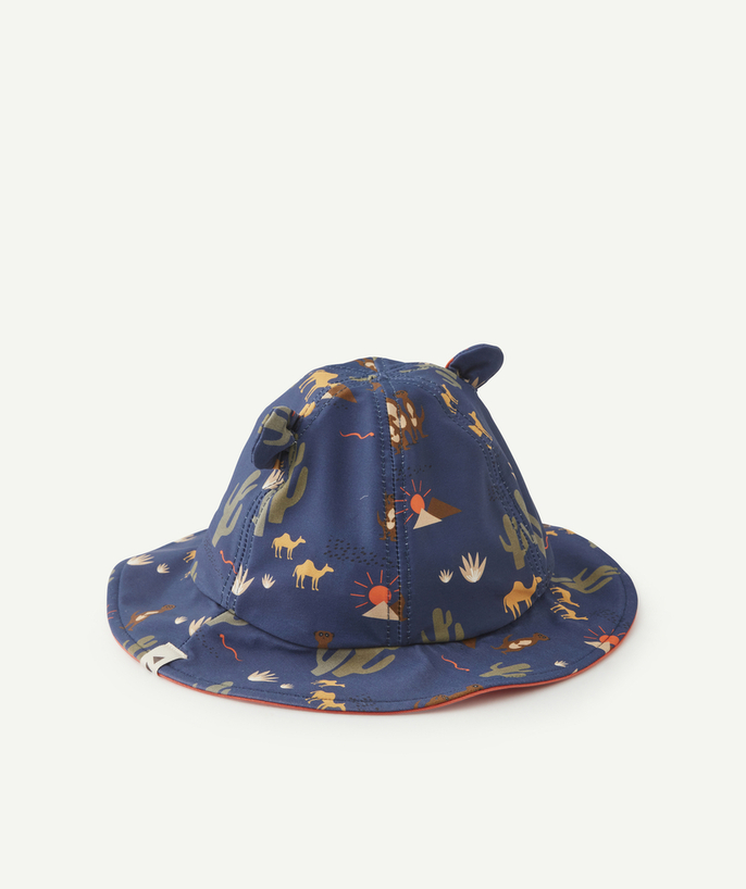 Hats - Caps Tao Categories - BABY BOYS'' BLUE BUCKET HAT MADE IN SWIMSUIT MATERIAL IN RECYCLED FIBRES