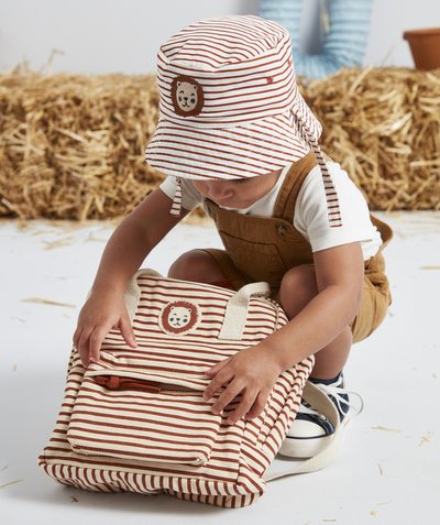 Bag Nouvelle Arbo   C - BABY BOYS' BACKPACK WITH CREAM AND BROWN STRIPES