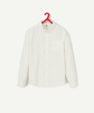 Tee-shirt, shirt, polo Tao Categories - BOYS' WHITE SHIRT IN ORGANIC COTTON