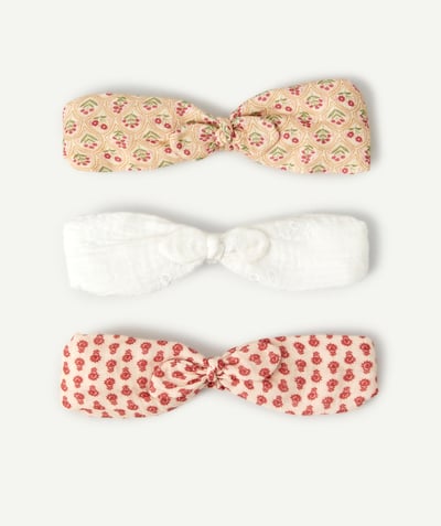 Hair Accessories Tao Categories - SET OF THREE BABY GIRLS' PLAIN AND PRINTED HEADBAND WITH BOWS