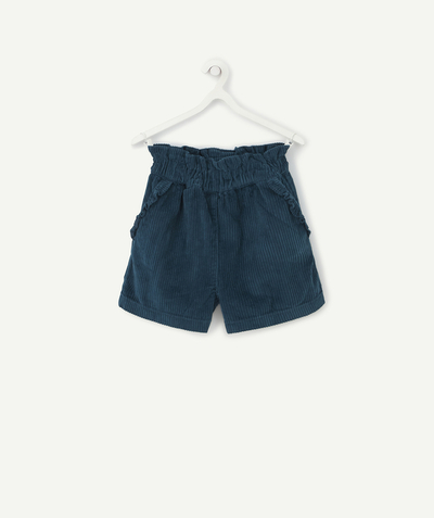 Girl Tao Categories - GIRLS' CORDUROY SHORTS IN DUCK EGG BLUE WITH POCKETS