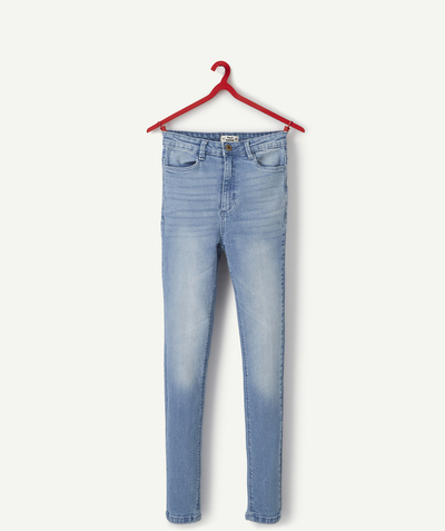 Trousers - Jeans Nouvelle Arbo   C - GIRLS' LESS WATER HIGH-WAISTED PALE DENIM JEGGINGS