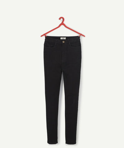 Trousers - Jeans Nouvelle Arbo   C - GIRLS' BLACK HIGH-WAISTED LESS WATER JEGGINGS