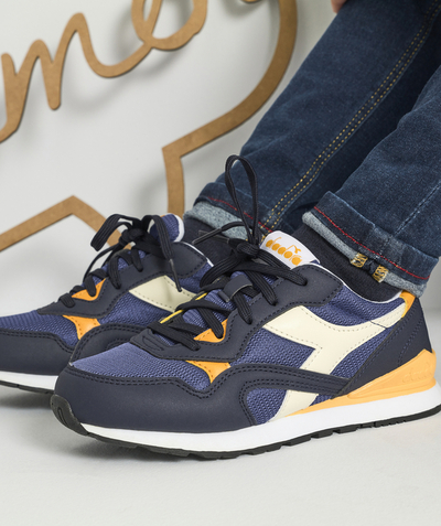 Boy Nouvelle Arbo   C - BOYS' NAVY AND ORANGE TRAINERS WITH LACES