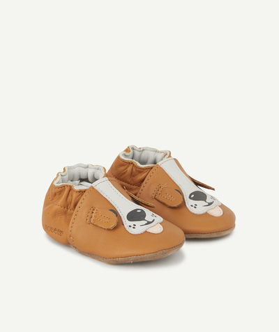 Baby boy Nouvelle Arbo   C - BABIES' BROWN LEATHER DOG BOOTIES