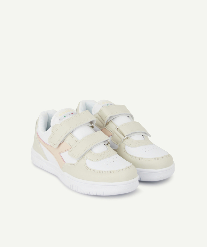 Back to school collection Tao Categories - CHILDREN'S LOW-TOP TRAINERS IN BEIGE AND PINK WITH SCRATCH FASTENING