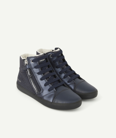 Girl Nouvelle Arbo   C - GIRLS' NAVY BLUE SPOTTED HIGH-TOP TRAINERS