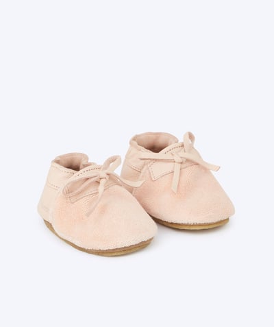 Private sales Tao Categories - BABIES' BOOTIES IN LEATHER AND PALE PINK CREPE