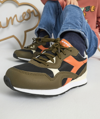 Back to school collection Tao Categories - BOYS' KHAKI AND ORANGE TRAINERS WITH LACES