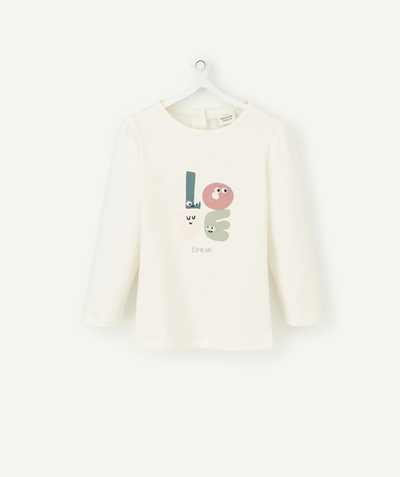 Basics Nouvelle Arbo   C - BABY GIRLS' WHITE T-SHIRT IN ORGANIC COTTON WITH A MESSAGE