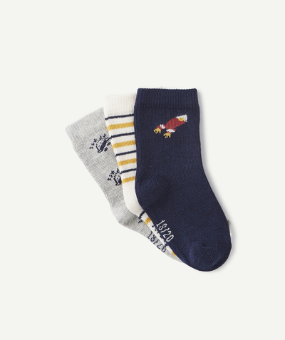 Socks Nouvelle Arbo   C - PACK OF THREE PAIRS OF BABY BOYS' SPACE THEME SOCKS
