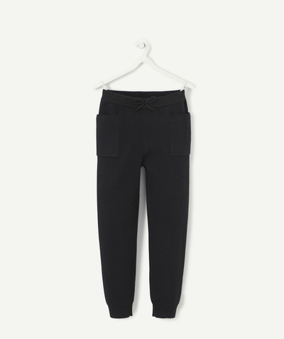Clothing Nouvelle Arbo   C - GIRLS' COMFORTABLE BLACK JOGGING PANTS WITH POCKETS