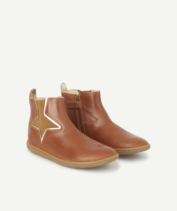Boots Tao Categories - GIRLS' CAMEL AND GOLD COLOR VERMILLON ANKLE BOOTS